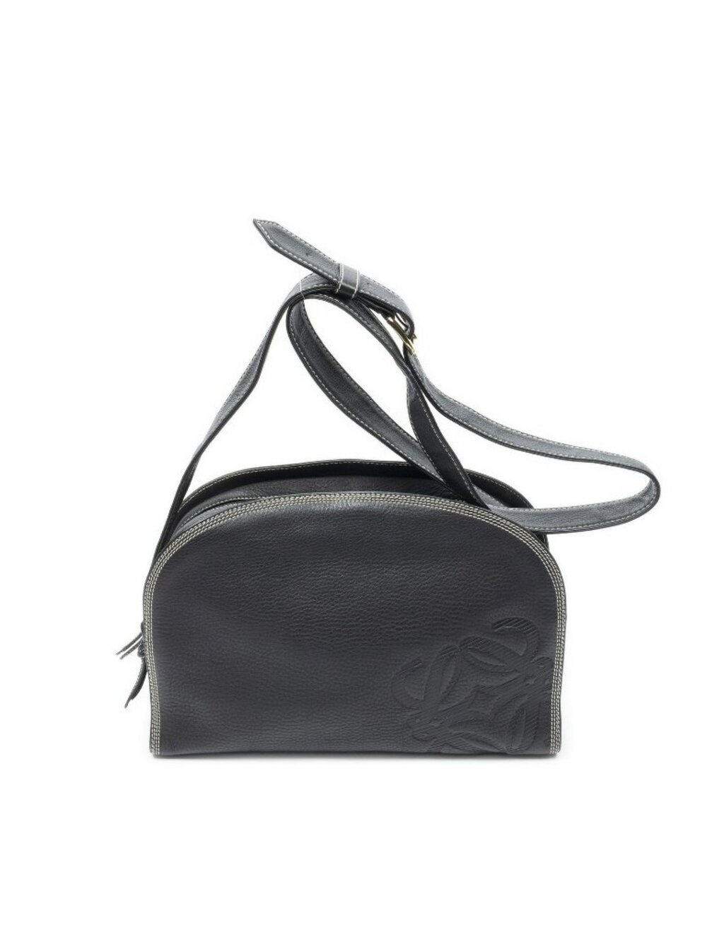 Loewe Vintage Double Zip Crossbody Black Grain Calfskin Leather